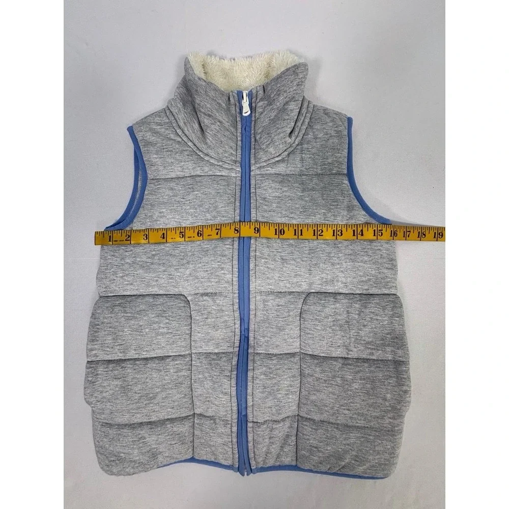 Vineyard Vines Gray Girls Soft Cody Jersey Zip Vest W/Sherpa Collar Preppy Sz M